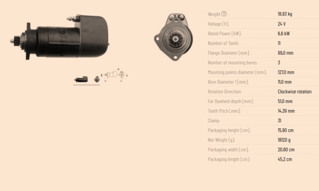 0117 4647 Starter R 24V 6,6kW